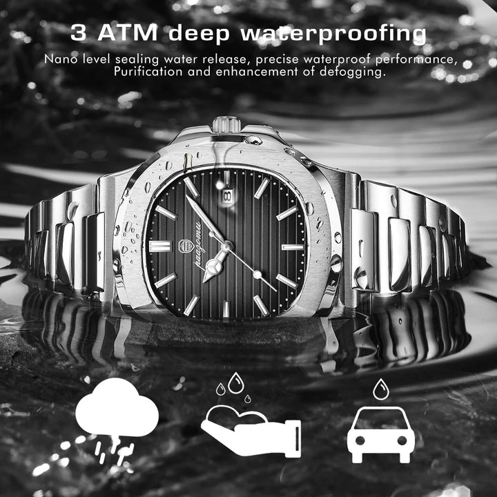 PAAZOMU Luxury Man Wristwatch Waterproof Luminous